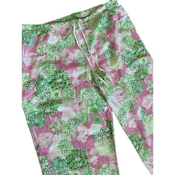 Lilly Pulitzer RARE Pick of The Bunch Sateen Pajama Set Green Pink Size Medium - Picture 9 of 10
